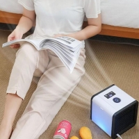 Ventilator de masa cu functie de umidificare si lumini colorate, Mini Air Cooler, cu USB, HS105